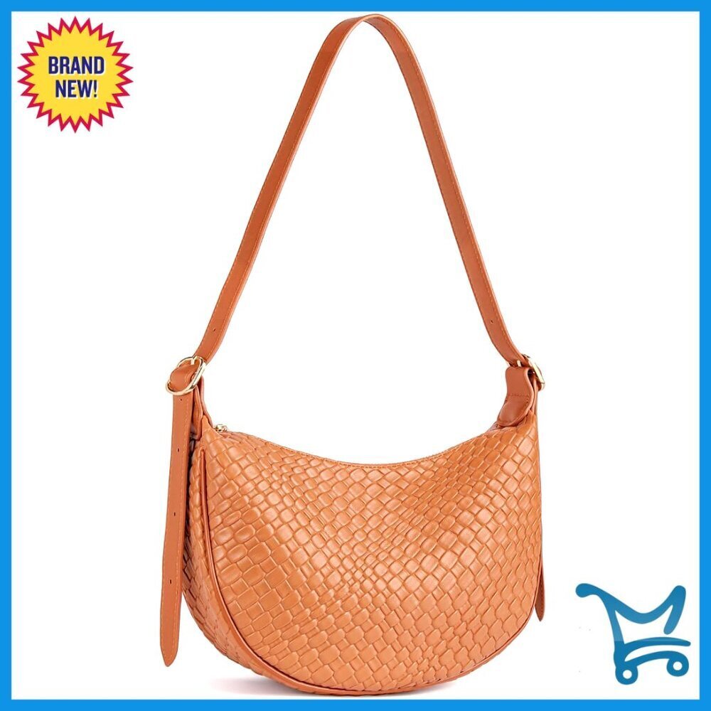 Vegan Leather Crossbody Hobo Bag with Adjustable Strap, 10.4x6.9 Inches